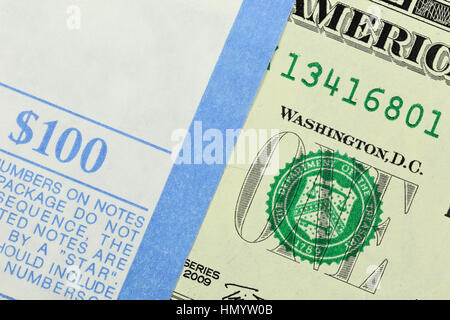 Bündel von 1 US-Dollar-Noten Stockfoto
