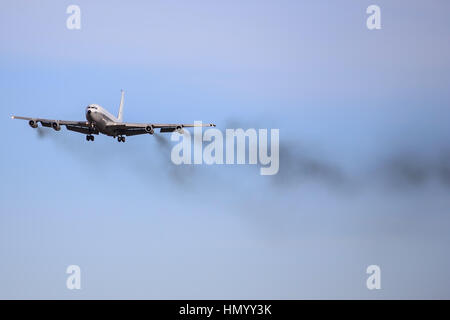 Manching/Deutschland Februar 10, 2015: Israel - Luftwaffe Boeing 707-3L6C landet auf dem Flughafen Manching. Stockfoto