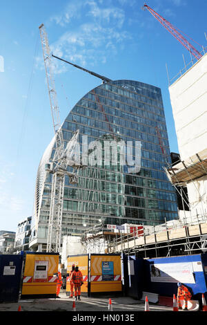 Ein Blick auf die Baustelle Crossrail Moorgate u-Bahnstation in der Stadt London England UK KATHY DEWITT Stockfoto