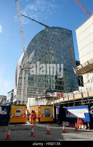 Ein Blick auf die Baustelle Crossrail Moorgate u-Bahnstation in der Stadt London England UK KATHY DEWITT Stockfoto