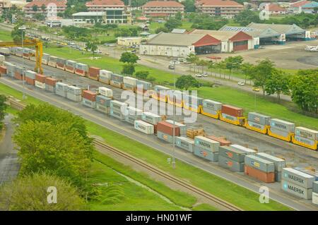 Panama Canal Railroad am Hafen von Balboa. Stockfoto