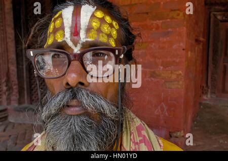 Hanuman Dhoka Durbar Square. Im Herzen der Stadt ein Komplex von Tempeln Ahd Schreine, hinduistischen und buddhistischen., Sadhu. B1276 Stockfoto