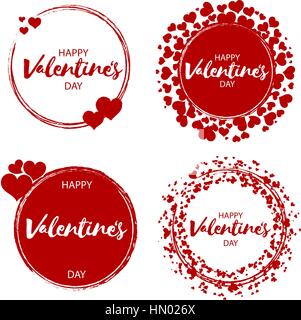 Set von Vintage Valentinstag Liebe Abzeichen und Etiketten Stock Vektor