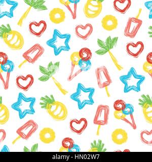 Sommer Musterdesign mit handgezeichneten Elementen Stock Vektor