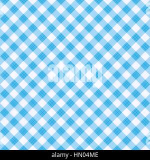 Nahtlose blaue Lichtfarben Diagonale Gingham Muster oder Stoff Tuch Stock Vektor