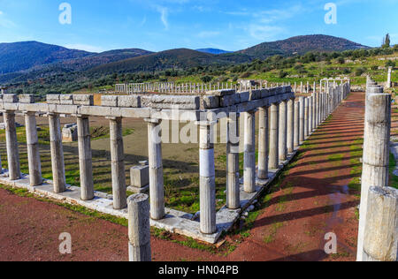 Ruinen des Stadions in antiken Messene, Peloponnes Stockfoto