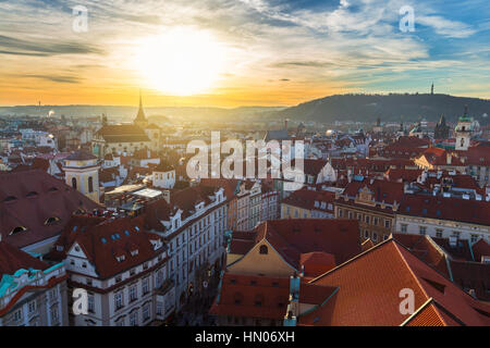 Prag im Sonnenuntergang, Panorama View, Bild von Prag, Hauptstadt von Tschechische Republik
