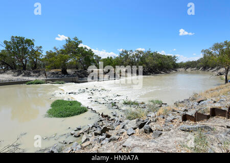 Wehr 32 am Darling River im Kinchega National Park, New-South.Wales, Australien Stockfoto