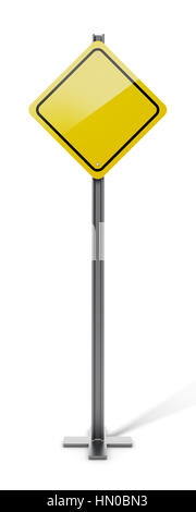 Gelbe leer Verkehr melden Sie isolierten auf weißen Hintergrund. 3D Illustration. Stockfoto