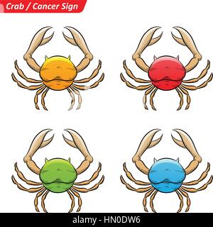 Vektor-Illustration von bunten Krebs astrologischen Tierkreiszeichen Star signiert Skizze Stock Vektor