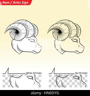 Vektor-Illustration der Widder astrologischen Tierkreiszeichen Sternzeichen Skizze Stock Vektor
