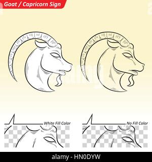 Vektor-Illustration der Steinbock astrologischen Tierkreiszeichen Sternzeichen Skizze Stock Vektor