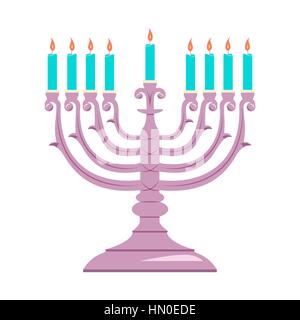 Hanukkah Menorah Umriss Grußkarte, Vorlage, Banner. Minimale Vektor-Illustration. Flaches design Stock Vektor