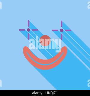 Clown-Symbol. Flache Vektor zugehörige Symbol mit langen Schatten für Web und mobile Anwendungen. Es kann als - Logo, Symbol, Piktogramm, Infografik-Element verwendet werden. Stock Vektor