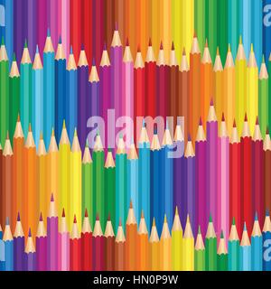 Crayon nahtlose Hintergrund. Viele farbige Holz- Bleistifte Vector Illustration. Farbenfrohe bleistift Muster. Stock Vektor