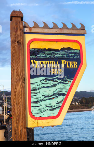 Die Ventura Pier anmelden Stockfoto