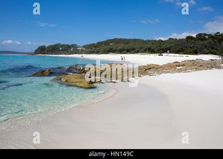 Chinamans Strand an der Süd Küste von New South Wales im Jervis Bay ist bekannt für seine weichen weißen Sand, Jervis Bay, Australien Stockfoto