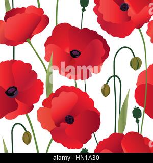 Florale nahtlose Muster. Blume Hintergrund. floralen ornamentale Textur mit Blumen Mohn. Fliesen Tapeten blühen Stock Vektor