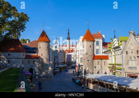 TALLINN, ESTLAND - 20 SEP 2015. Türme von Viru-Tor in Tallinn - Estland zu schützen Stockfoto