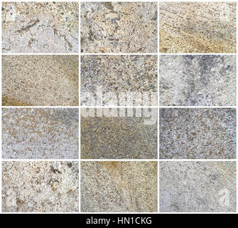 Zwölf natürlichen Kalkstein Hintergrund oder Texturen. Die echte Farbe. Ohne Sättigung der Farben. Stockfoto