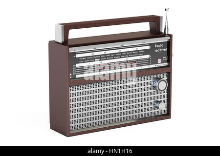 Retro-Radio-Empfänger, 3D-Rendering isolierten auf weißen Hintergrund Stockfoto