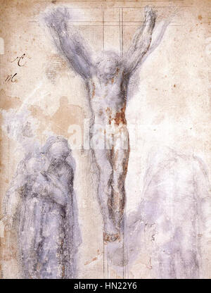 Michelangelo Buonarroti - gekreuzigten zwischen Maria und Nikodemus - WGA15517 Stockfoto