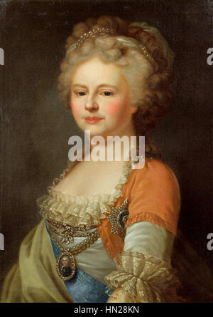 Maria Feodorowna, auch bekannt als Sophie Dorothea von Württemberg, war die Kaiserin Russlands als Ehefrau des Zaren Alexander III. Dieses Porträt fängt ihre königliche würde und königliche Kleidung ein und spiegelt ihre Rolle in der russischen Reichsgeschichte wider. Stockfoto