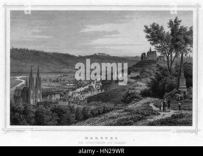 Marburg 1850 Blick von der Augustenruhe Ludwig Rohbock Stockfoto