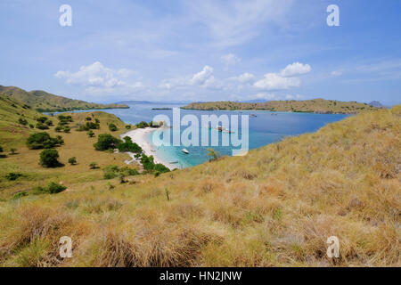 Rosa Beach. Einer der wichtigsten touristischen Destination im Nationalpark Komodo, Flores, Indonesien. Stockfoto