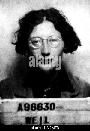 Simone Weil administrative Fabriknummer (1909-1943). (sie war ein Fabrikarbeiter bei Renault in 1934-1935) 20. Jahrhundert Frankreich Privatsammlung Stockfoto