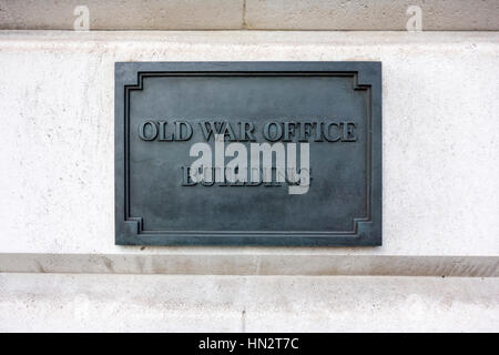 Alten Krieg Büro Gebäude Zeichen, London, UK Stockfoto