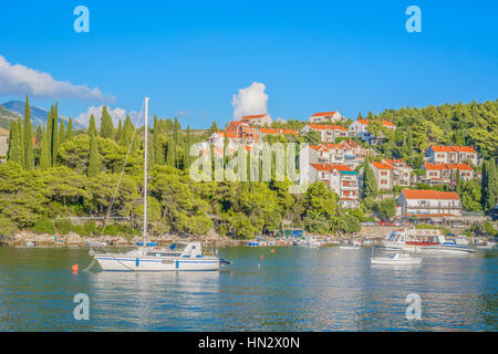 Schönen Sommer Blick auf Stadt Cavtat, Kroatien. Stockfoto