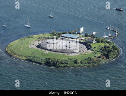 Eine Luftaufnahme eines niederländischen Festungen, (Pampus Insel), erbaut im 19. Jahrhundert, ihre Städte zu schützen Stockfoto