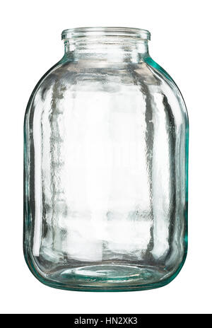 Offenes leere große Glas jar isoliert auf weiss Stockfoto