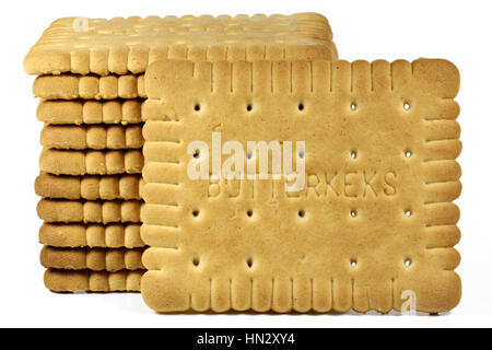 Deutsche Butterkekse isoliert auf weißem Hintergrund Stockfoto