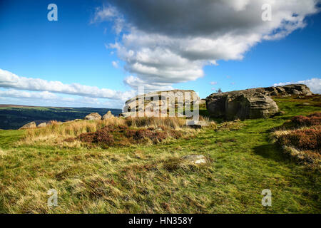 Blick vom Ilkley Moor in der Nähe von der Kuh und Kalb Felsen Wharfedale Yorkshire England UK Stockfoto