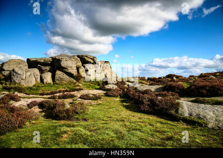 Blick vom Ilkley Moor in der Nähe von der Kuh und Kalb Felsen Wharfedale Yorkshire England UK Stockfoto