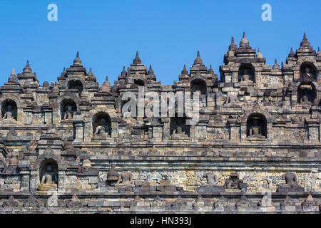 Borobudur Tempel am Tag Zeit, Yogyakarta, Java, Indonesien. Stockfoto