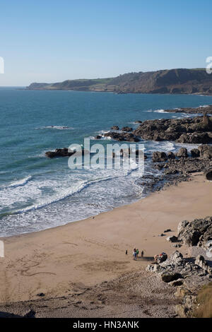 Große Mattiscombe Strand, Devon.  Küstenabschnitt auf der South West Coast Path. Stockfoto