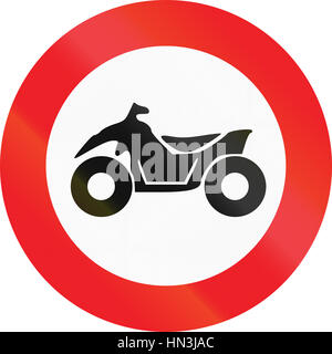 Belgische regulatorischen Straßenschild - keine Quad-Bikes. Stockfoto