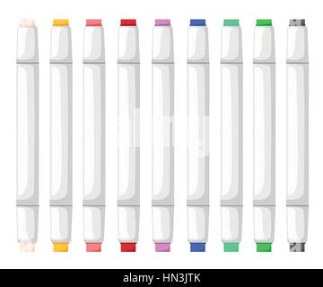 Bunte Markierungen isoliert. Satz von Markierungen auf einem hellen Hintergrund. Vektor-illustration Stock Vektor