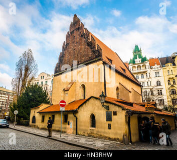 Alte neue Synagoge, Altneuschul, Staronová Synagoga, Josefov, Jüdisches Viertel, Prag, Böhmen, Tschechien Stockfoto