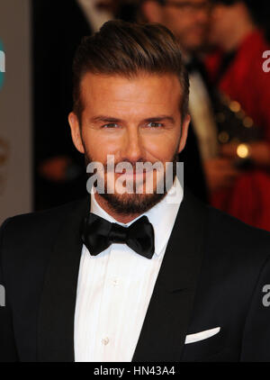 London, Vereinigtes Königreich von Großbritannien und Nordirland. 8. Februar 2015. David Beckham kommt bei den 67. jährlichen EE British Academy Film Awards, Baftas, am Royal Opera House in London, Großbritannien, im 8. Februar 2015. Foto: Hubert Boesl /dpa - NO-Draht-SERVICE - | weltweite Nutzung/Dpa/Alamy Live-Nachrichten Stockfoto