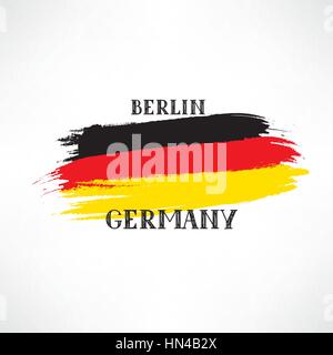 Grunge lackiert deutsche Fahne Skizze mit Hand gezeichnet Schriftzug. tavel Deutschland Zeichen auf weißem Vektor-illustration isoliert Stock Vektor