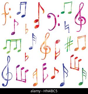 Noten und Zeichen gesetzt. Hand gezeichnet Musik Symbol Skizze Sammlung Stock Vektor