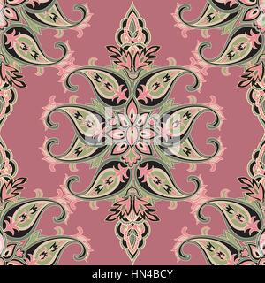 Orientalische nahtlose Paisley-muster. vintage Blumen Hintergrund. Dekorative ornament Kulisse für Stoff-, Textil-, Papier- oder Karte. Barock ornam Stock Vektor