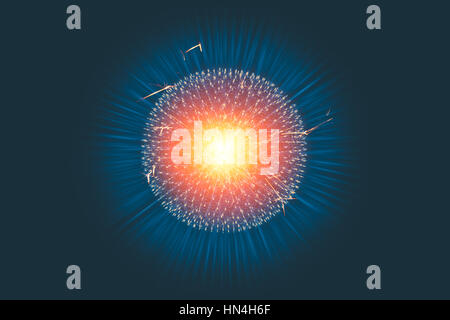 CG Modell Struktur Form der Kern Atom Atom Bombe explodieren Röntgen-Strahlung aussenden oder leichte Injektion von Magnetfeldern und Partikeln aus dem zentralen Stockfoto