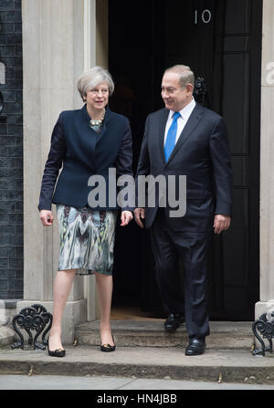 Bejamin Netanyahu Visumsanträge zur Downing Street Stockfoto