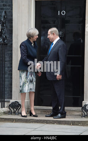 Bejamin Netanyahu Visumsanträge zur Downing Street Stockfoto