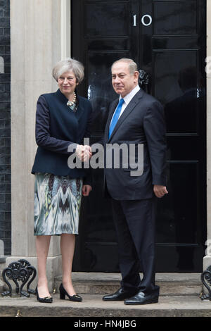 Bejamin Netanyahu Visumsanträge zur Downing Street Stockfoto